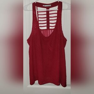 Maurices Red Boho Sleeveless Cut Out Tank Top Size L ❤️